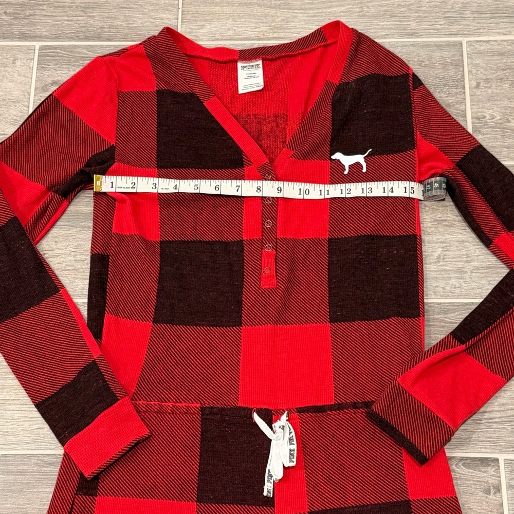 Victoria’s Secret PINK Buffalo Plaid Thermal Sleepwear Romper. Size Medium. - Picture 6 of 11
